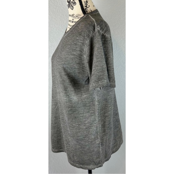 M.I.D.A. Undici Italy Burnout V-Neck T-Shirt Gray/Black Tee, Sz Small - Picture 2 of 7
